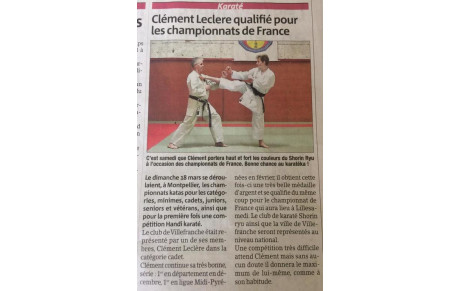 Clément sélectionné pour le championnat de FRANCE